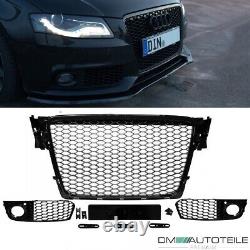 Grille de radiateur nid d'abeille noir + grille de feux antibrouillard seulement pour Audi A4 B8 08