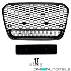 Grille nid d'abeille + grille de feux de brouillard noire brillante pour Audi A6 série C7 11-15