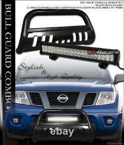 Pour 05-21 Frontier Truck Blk Bull Bar Pare-chocs Grill Guard+120w Cree Led Fog Light