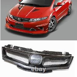 Pour 2008-2011 Honda CIVIC Type-r Fn2 Carbon Fiber Front Bumper Grille Grill Blk
