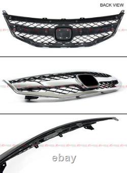 Pour 2011-12 Honda Accord 4dr Blk Chrome Sport Grill + Front Bumper Splitters Lip