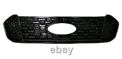 Pour 2019-2021 Ford Ranger XL Xlt Black Grille Cover Overlay Front Grill Snap On