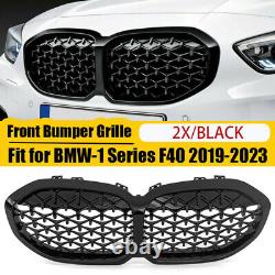 Pour BMW Série 1 F40 2019-2023 Grille avant de calandre en forme de diamant style brillant noir