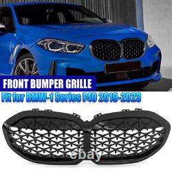 Pour BMW Série 1 F40 2019-2023 Grille avant de calandre en forme de diamant style brillant noir