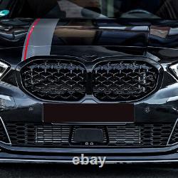 Pour BMW Série 1 F40 2019-2023 Grille avant de calandre en forme de diamant style brillant noir