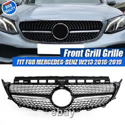 Pour Mercedes E Class W213 C238 16-19 Grille Avant Calandre Gloss Blk Style Diamant