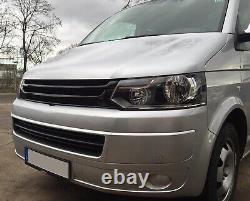 Pour Vw T5 Bus Facelift 09-15 Grille de refroidissement Grille avant sans emblème noir brillant