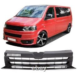 Pour Vw T5 Bus Facelift 09-15 Grille de refroidissement Grille avant sans emblème noir brillant