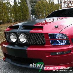 Topline Pour 2005-2009 Ford Mustang Gt Halo Led Blk Phares + Grille Avant Mesh